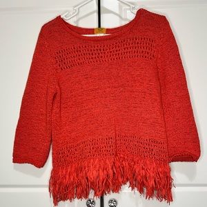 Orange Ruby Rd. Knit Sz L Sweater Fringe
